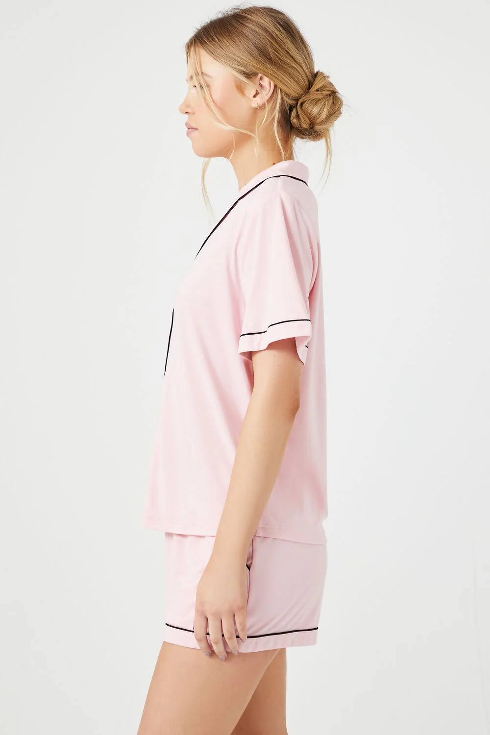 Piped-Trim Shirt & Shorts Pajama Set - Image 8