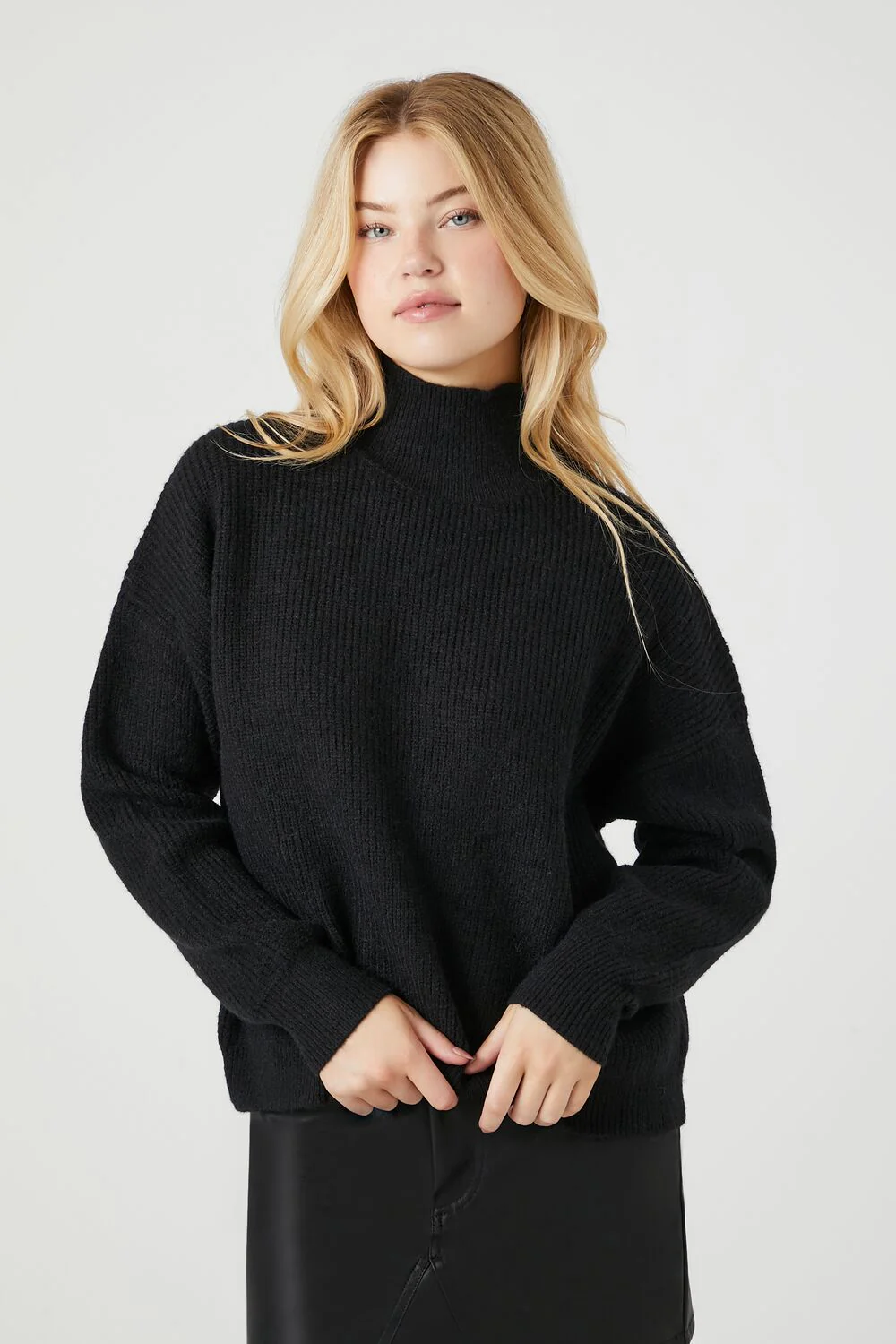 Ribbed Knit Turtleneck Sweater