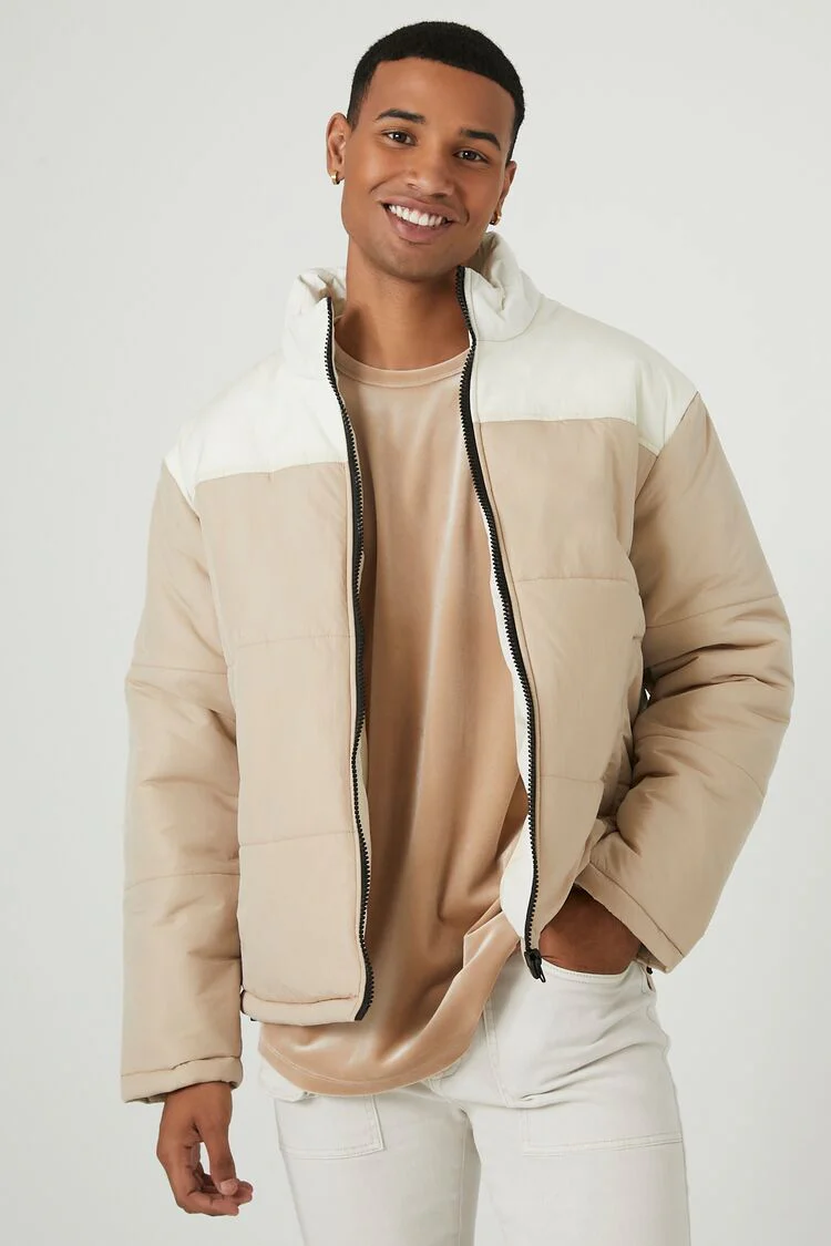 Zip-Up Colorblock Puffer Jacket