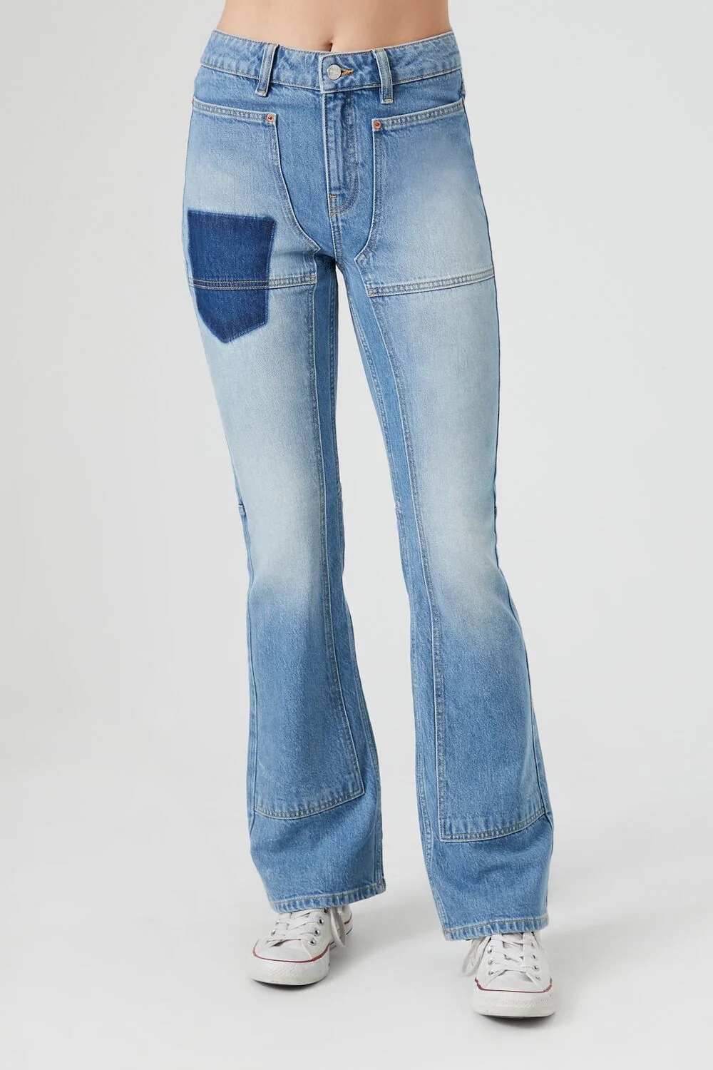 Seamed Mid-Rise Bootcut Jeans