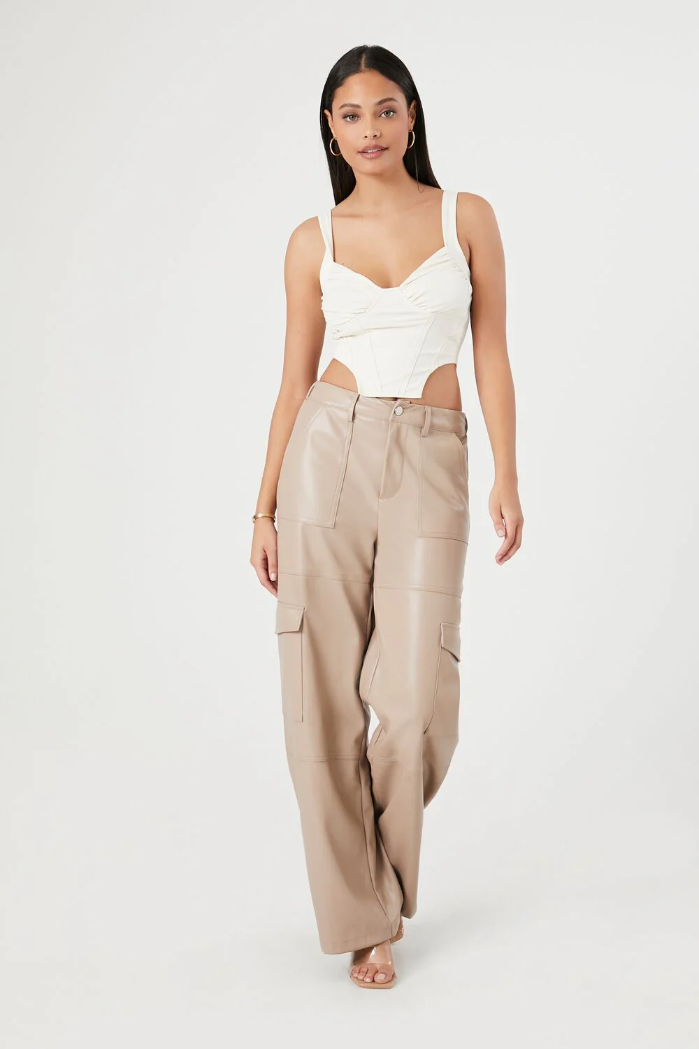 Faux Leather Cargo Pants