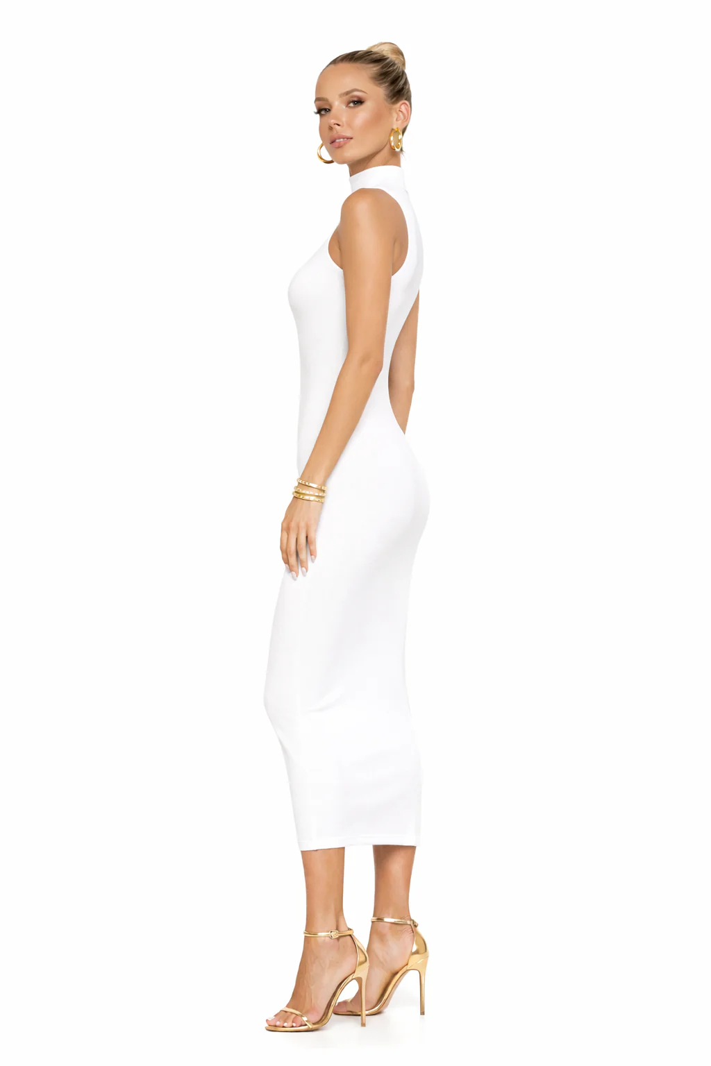 Ribbed Knit Mock Neck Midi Dress - Image 2