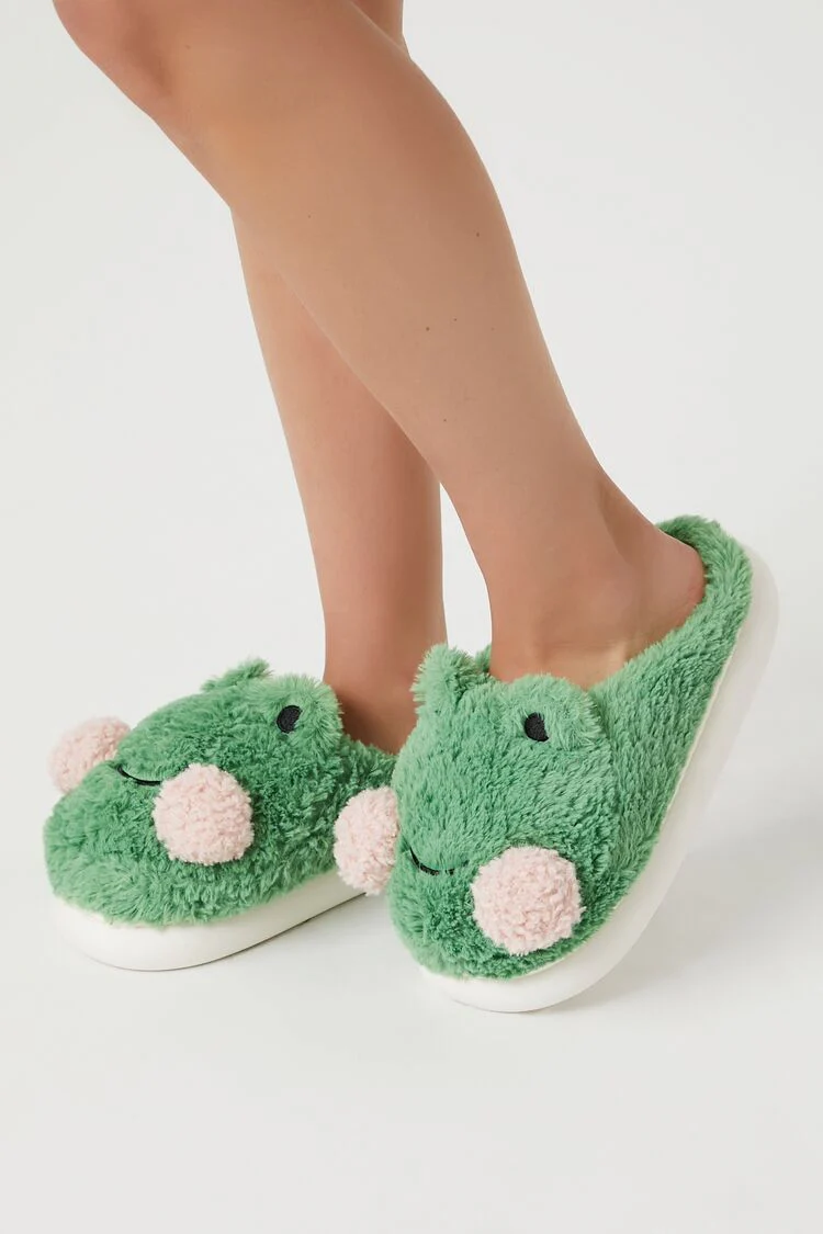 Plush Frog House Slippers