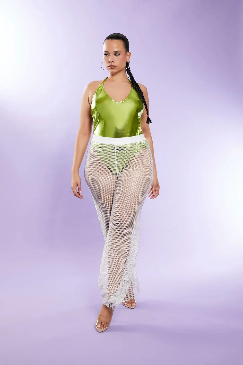 Plus Size Rhinestone Wide-Leg Pants