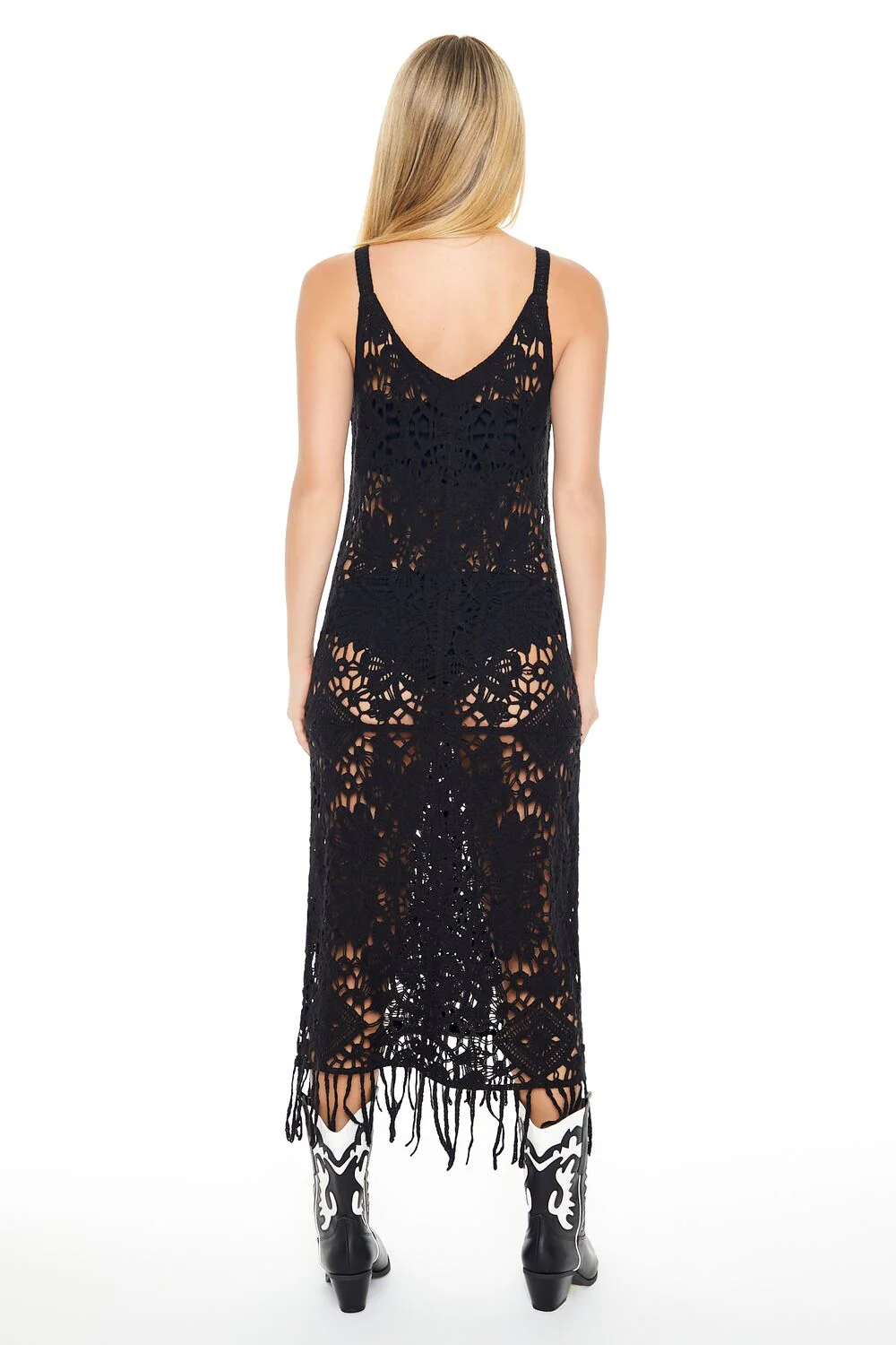 Crochet Fringe Midi Dress - Image 7