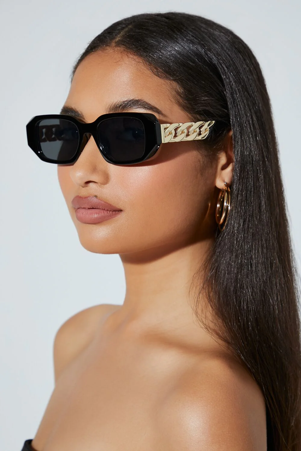 Rectangular Curb Chain Sunglasses