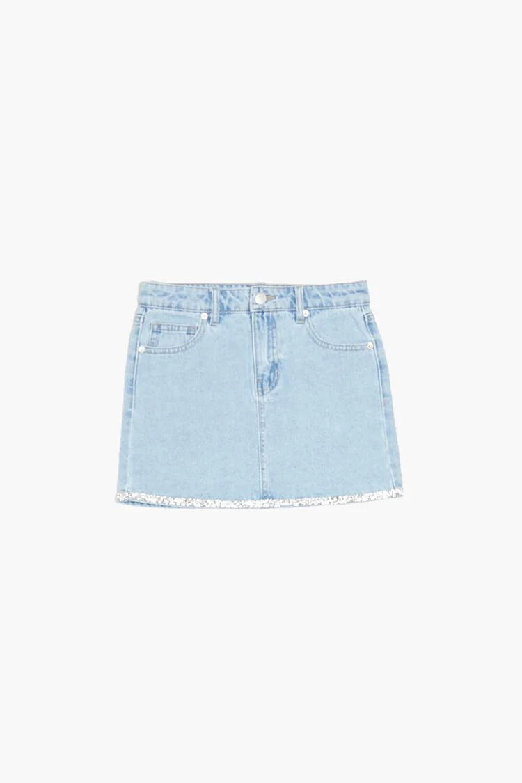 Girls Rhinestone Denim Skirt (Kids)