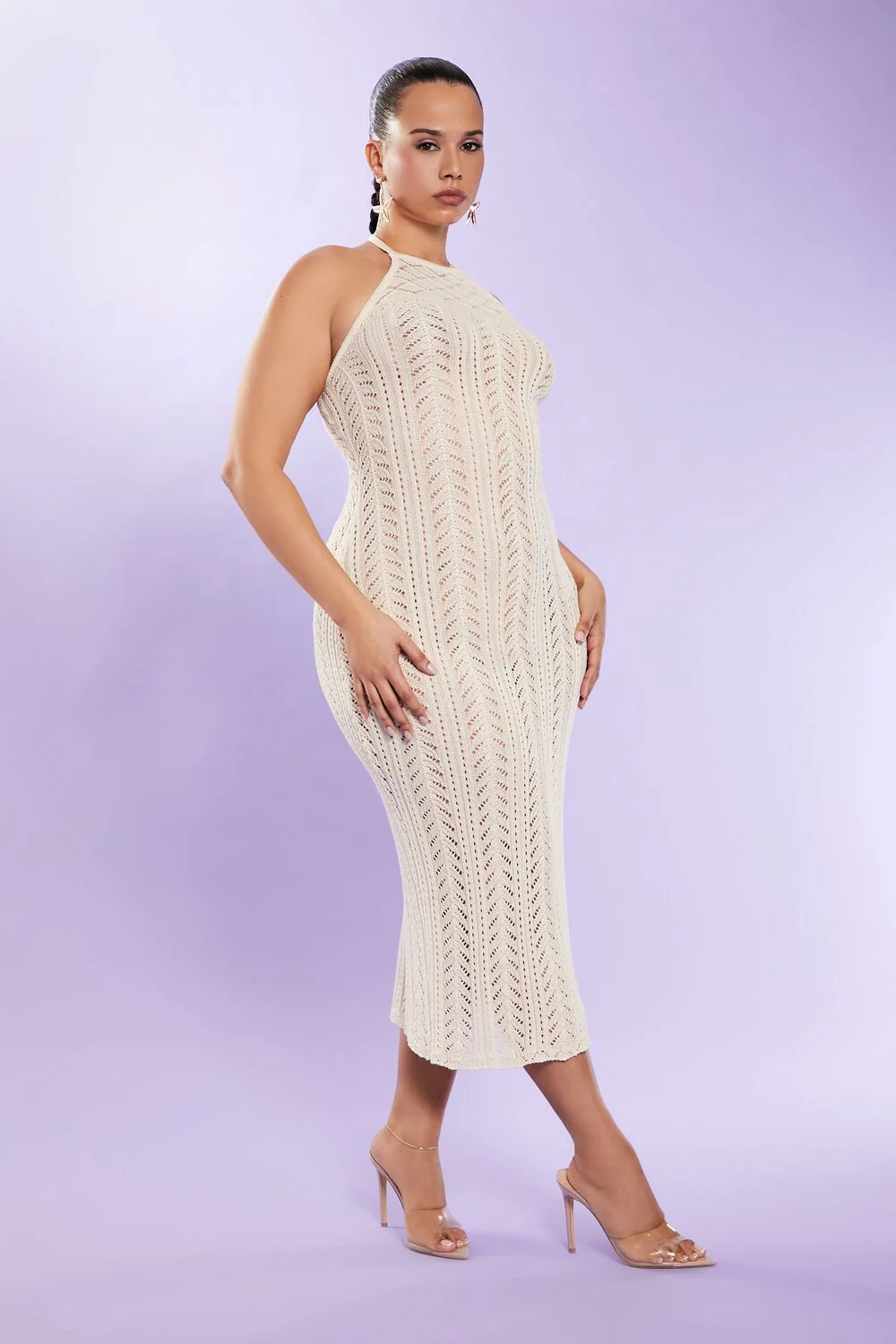 Plus Size Halter Midi Sweater Dress