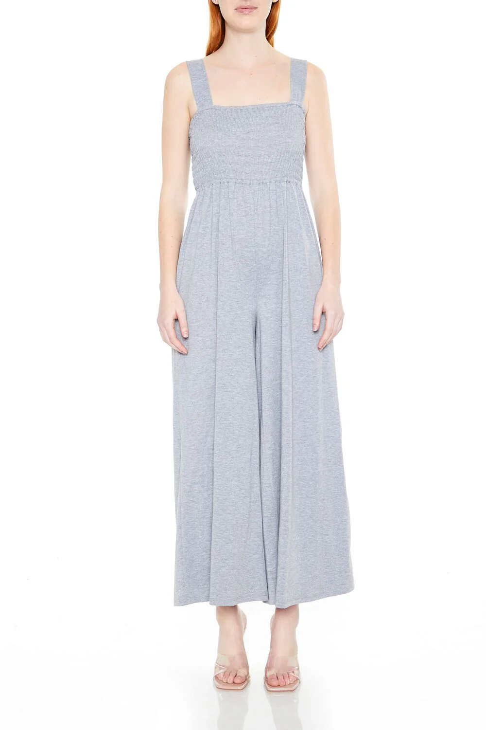Shirred Wide-Leg Tank Jumpsuit