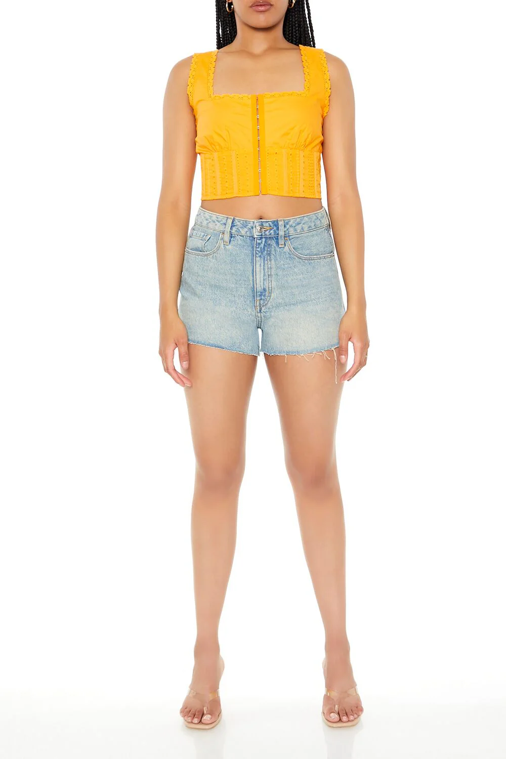 Lace-Trim Corset Crop Top - Image 9