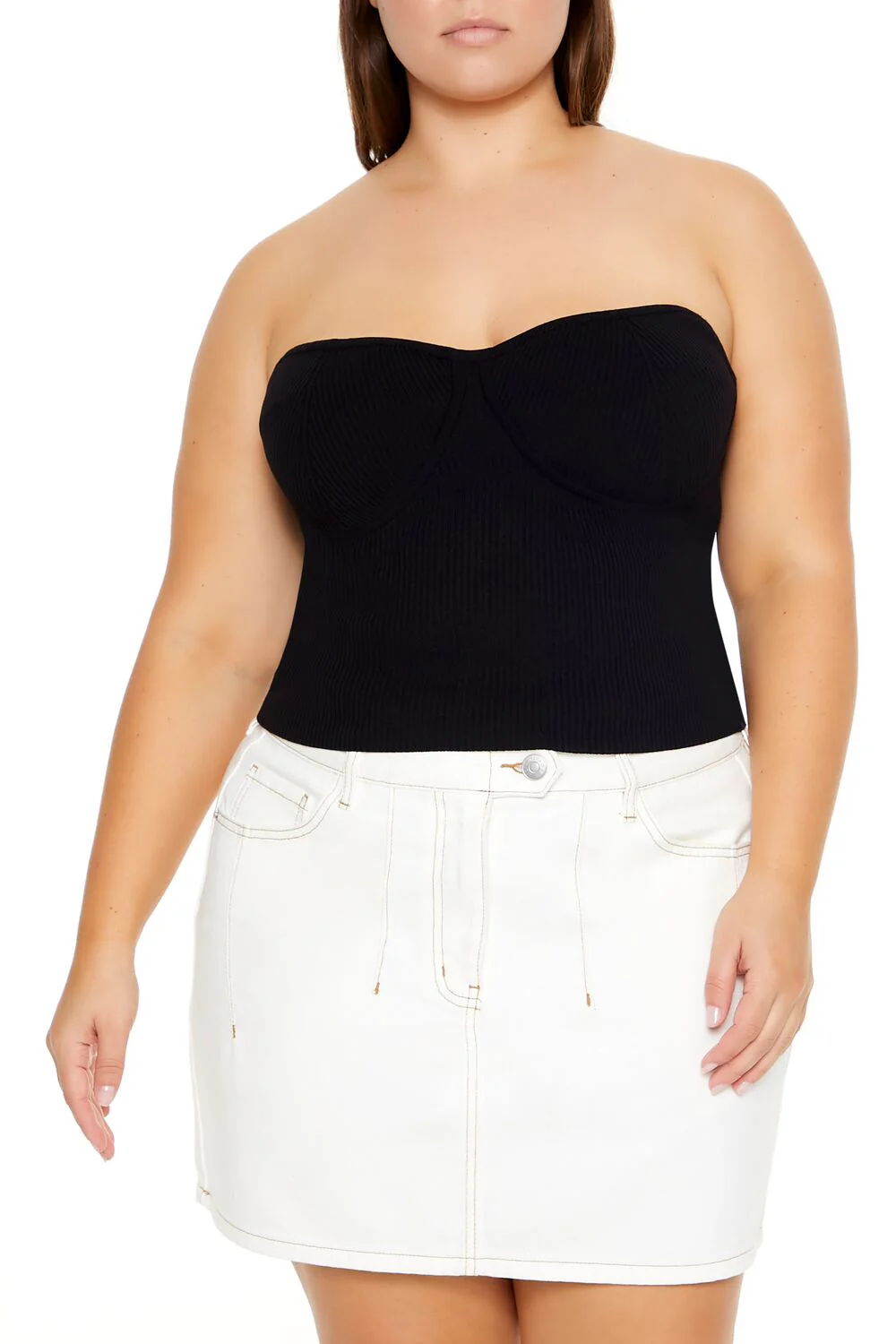 Plus Size Sweater-Knit Tube Top