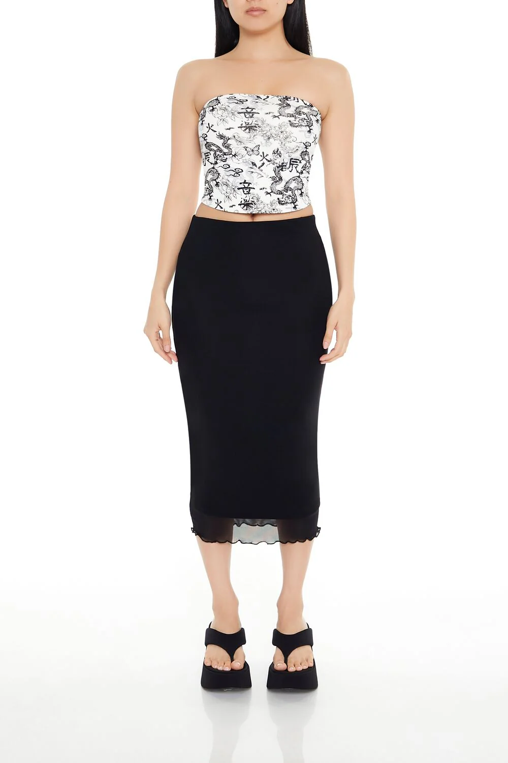 Mesh Knit Midi Skirt