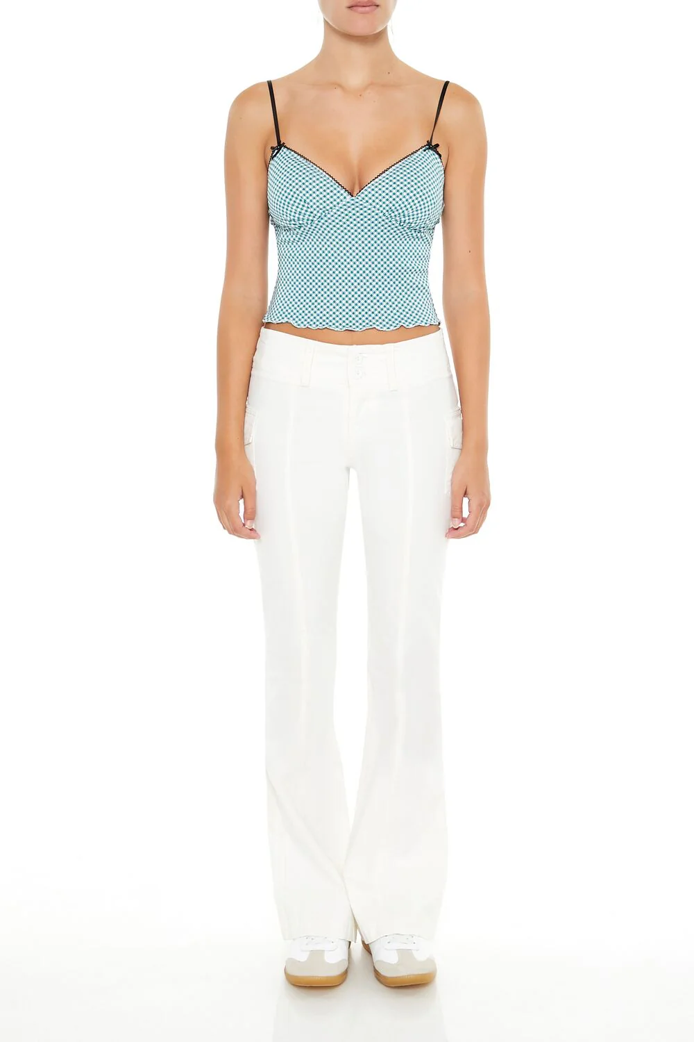 Poplin Flare-Leg Cargo Pants