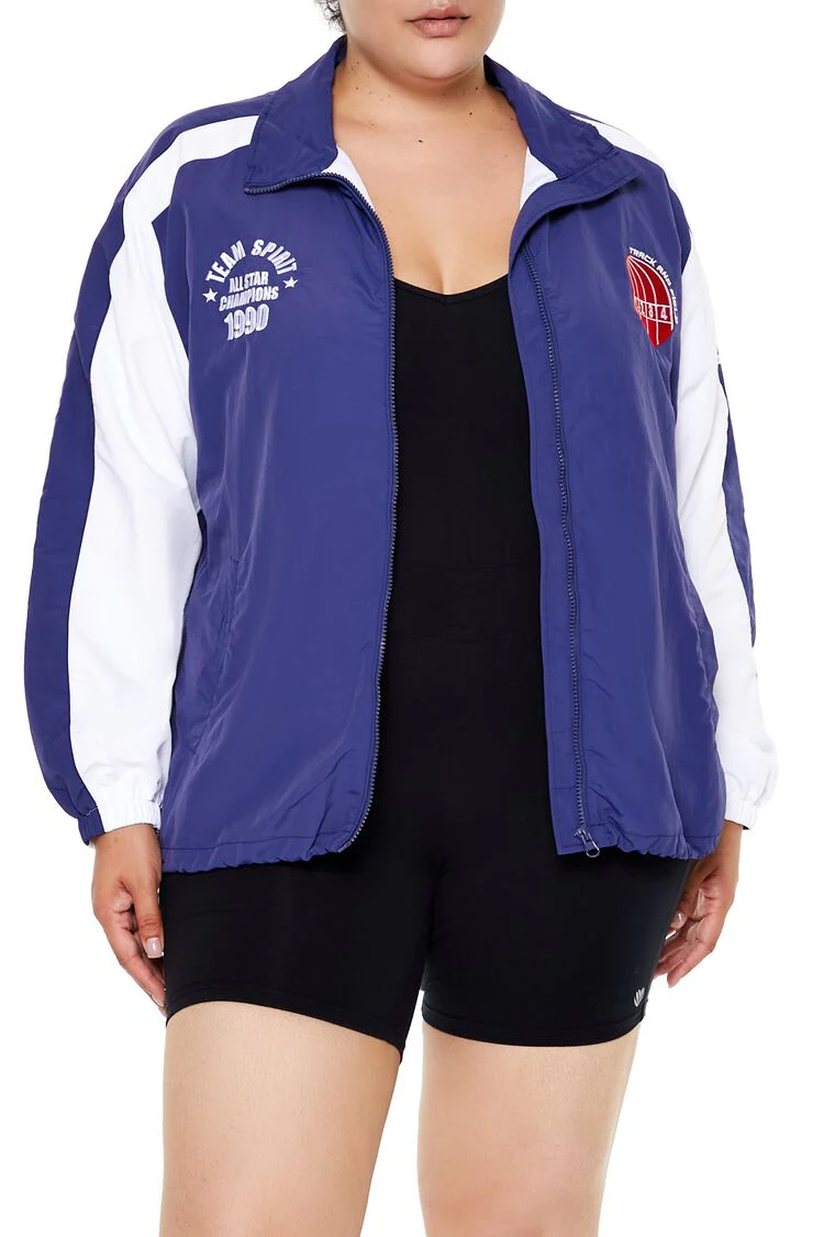 Plus Size Track & Field Zip-Up Jacket