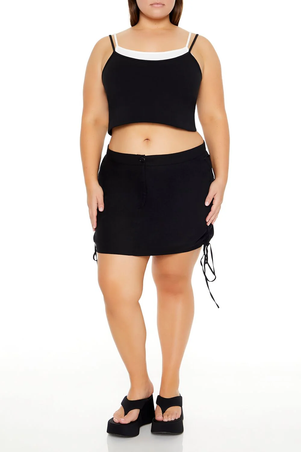 Plus Size Lace-Up Mini Skirt