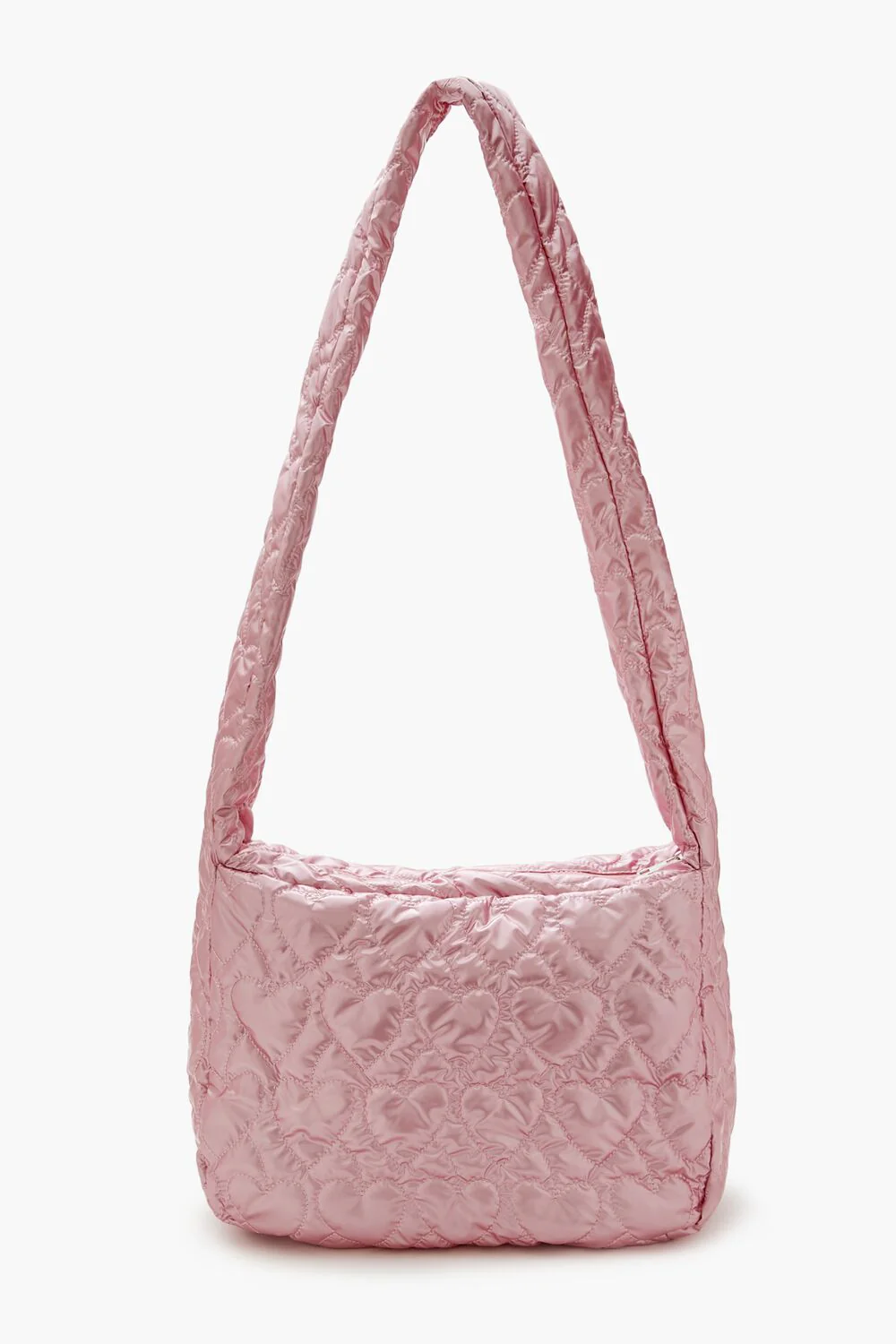 Metallic Heart-Quilted Shoulder Bag