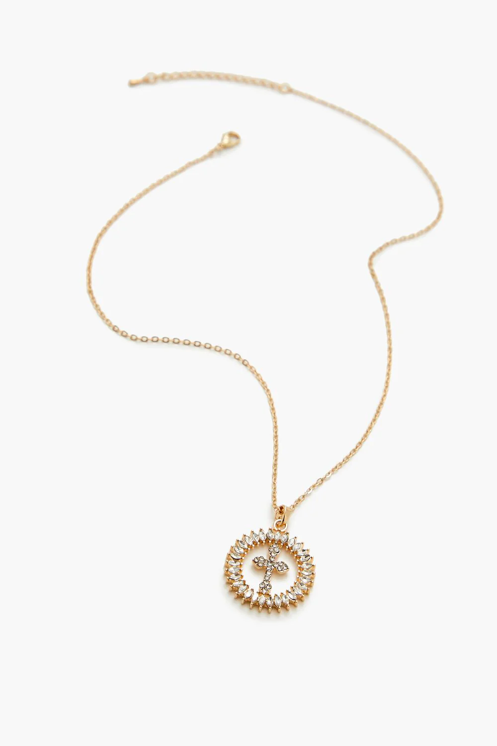 Faux Gem Cross Pendant Necklace - Image 2
