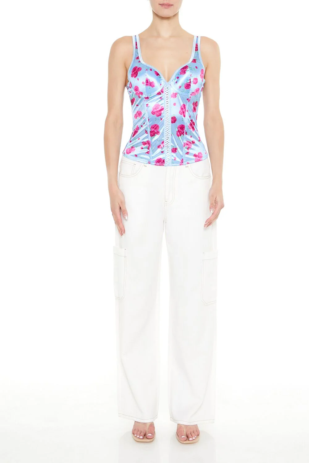 Rose Print Bustier Tank Top - Image 2