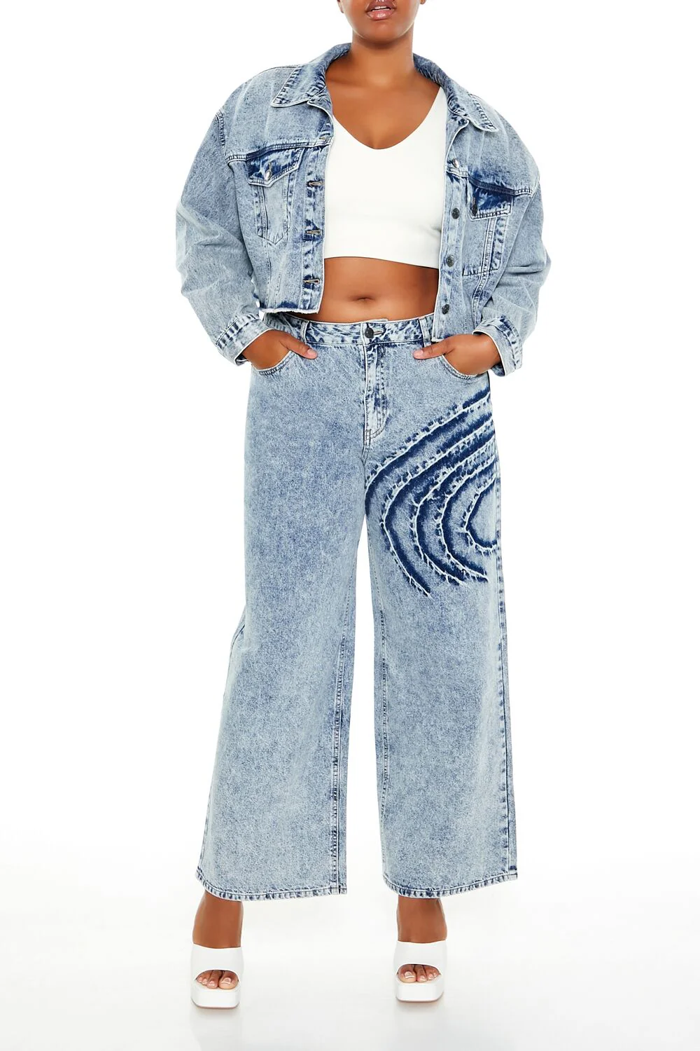 Plus Size Abstract Mineral Wash Jeans