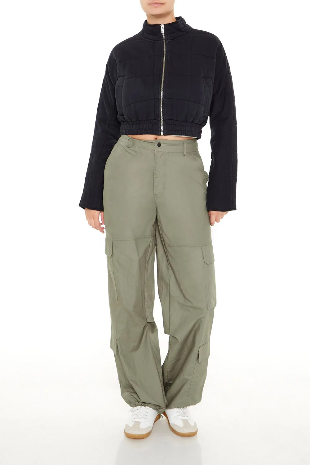 Quilted Zip-Up Cropped Jacket - Image 2