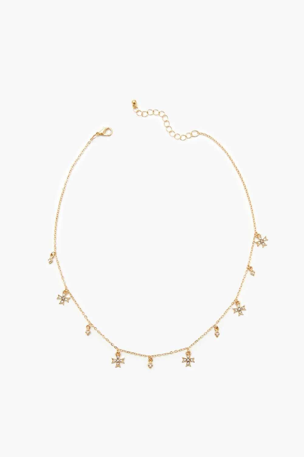 Rhinestone Cross Charm Necklace