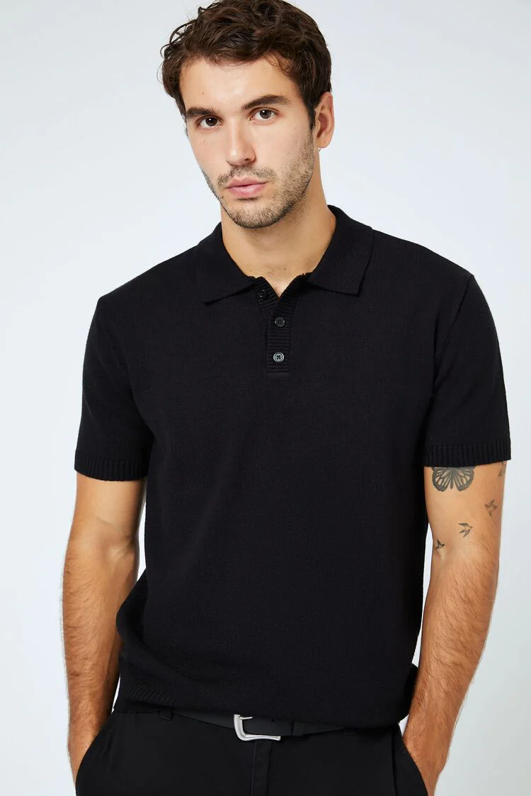 Sweater-Knit Polo Shirt