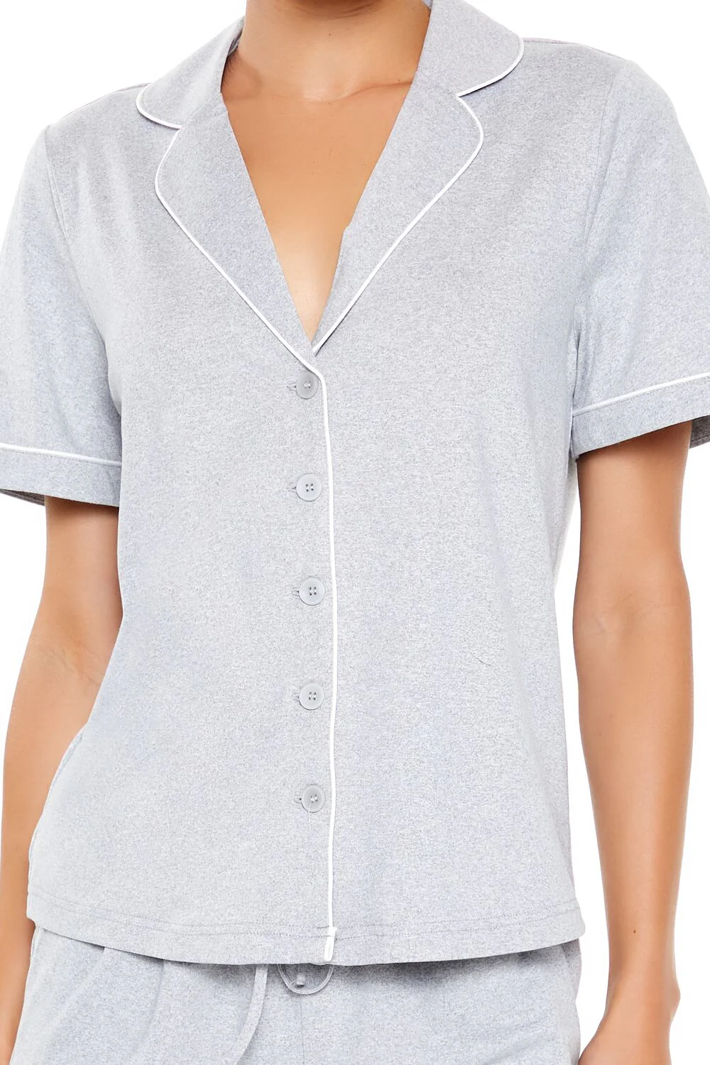 Piped-Trim Shirt & Shorts Pajama Set - Image 5