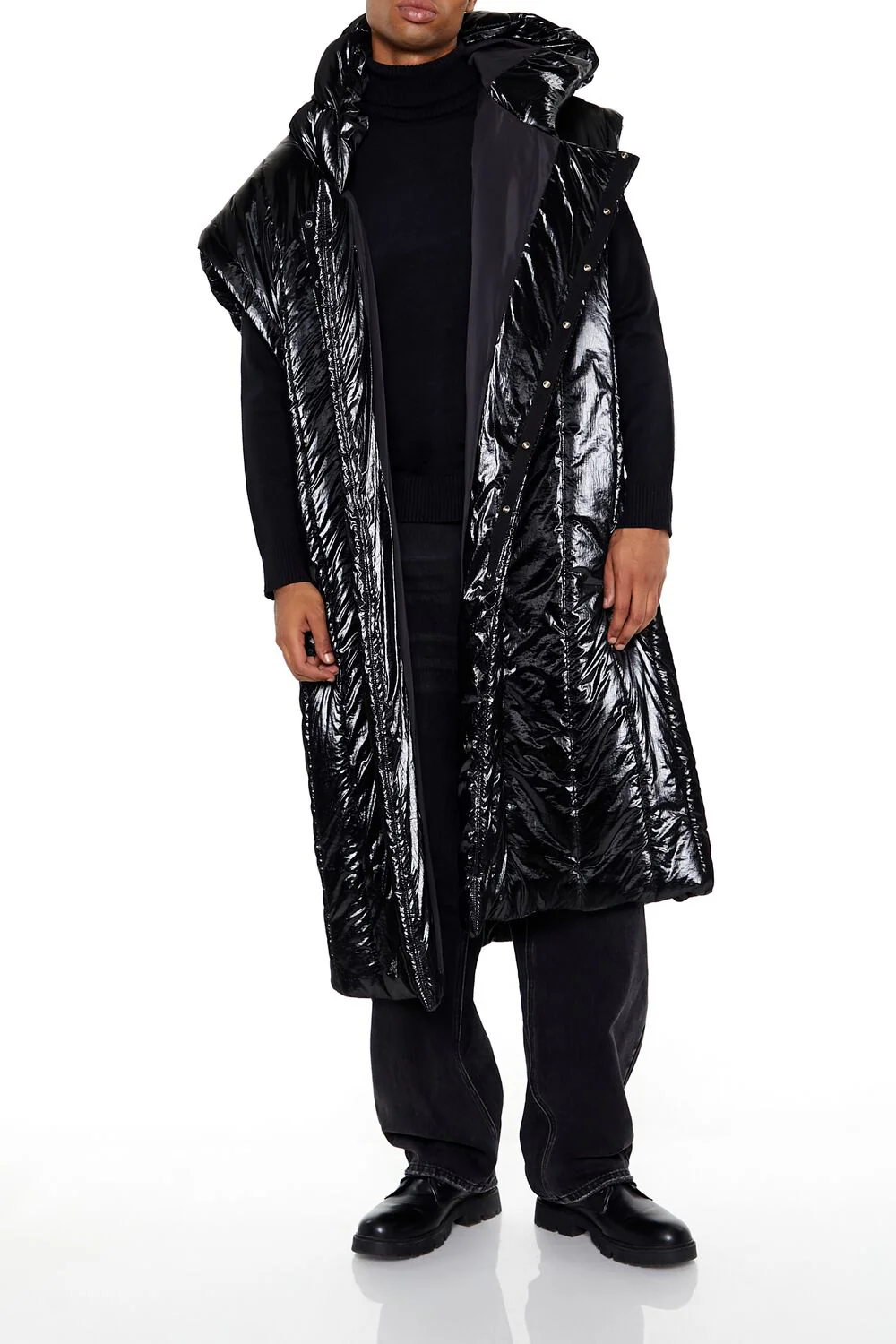 Hooded Longline Puffer Vest - Image 2