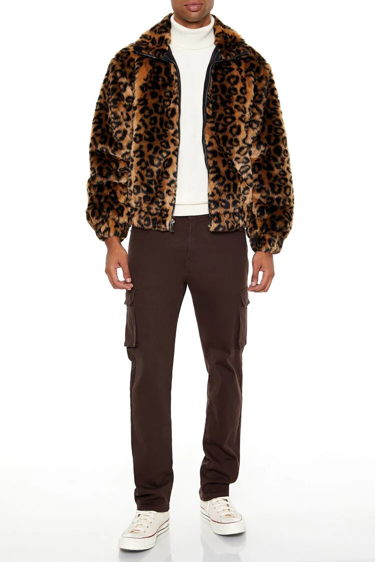 Faux Fur Leopard Zip-Up Coat - Image 2