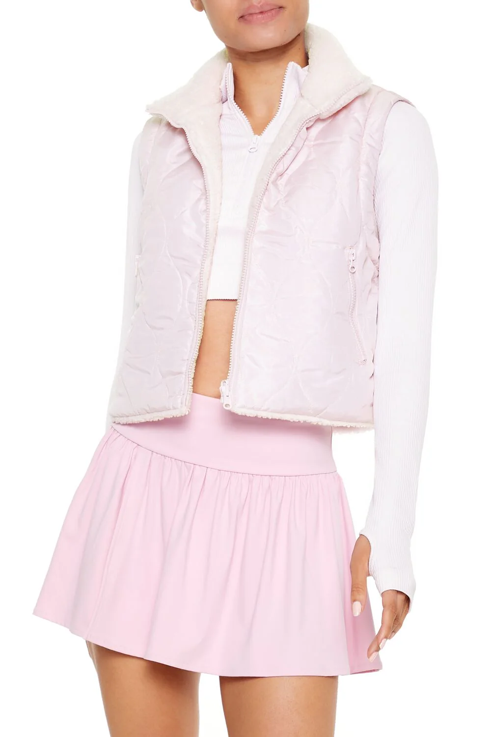 Active Quilted Faux Shearling Vest