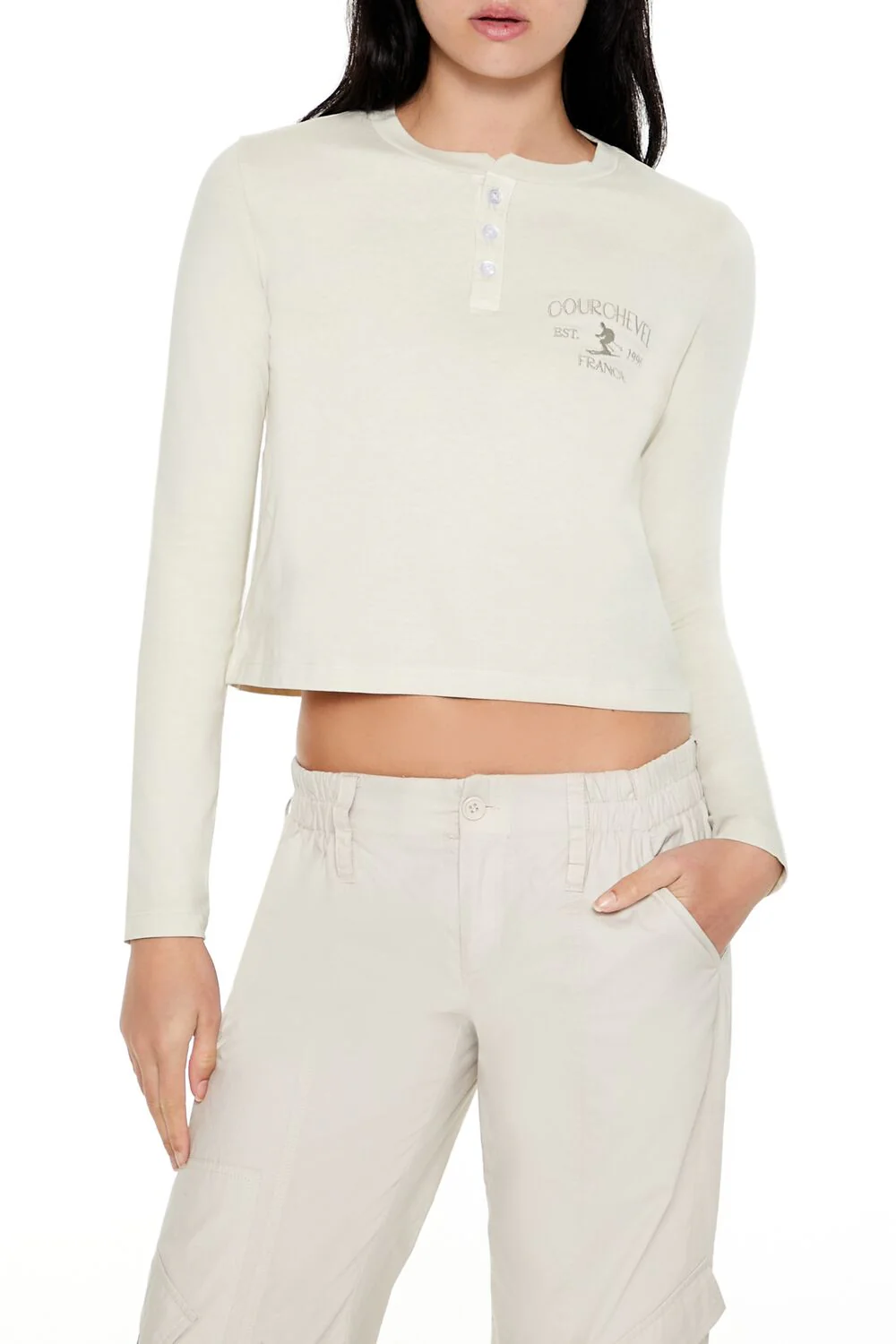 Courchevel France Ski Henley Tee