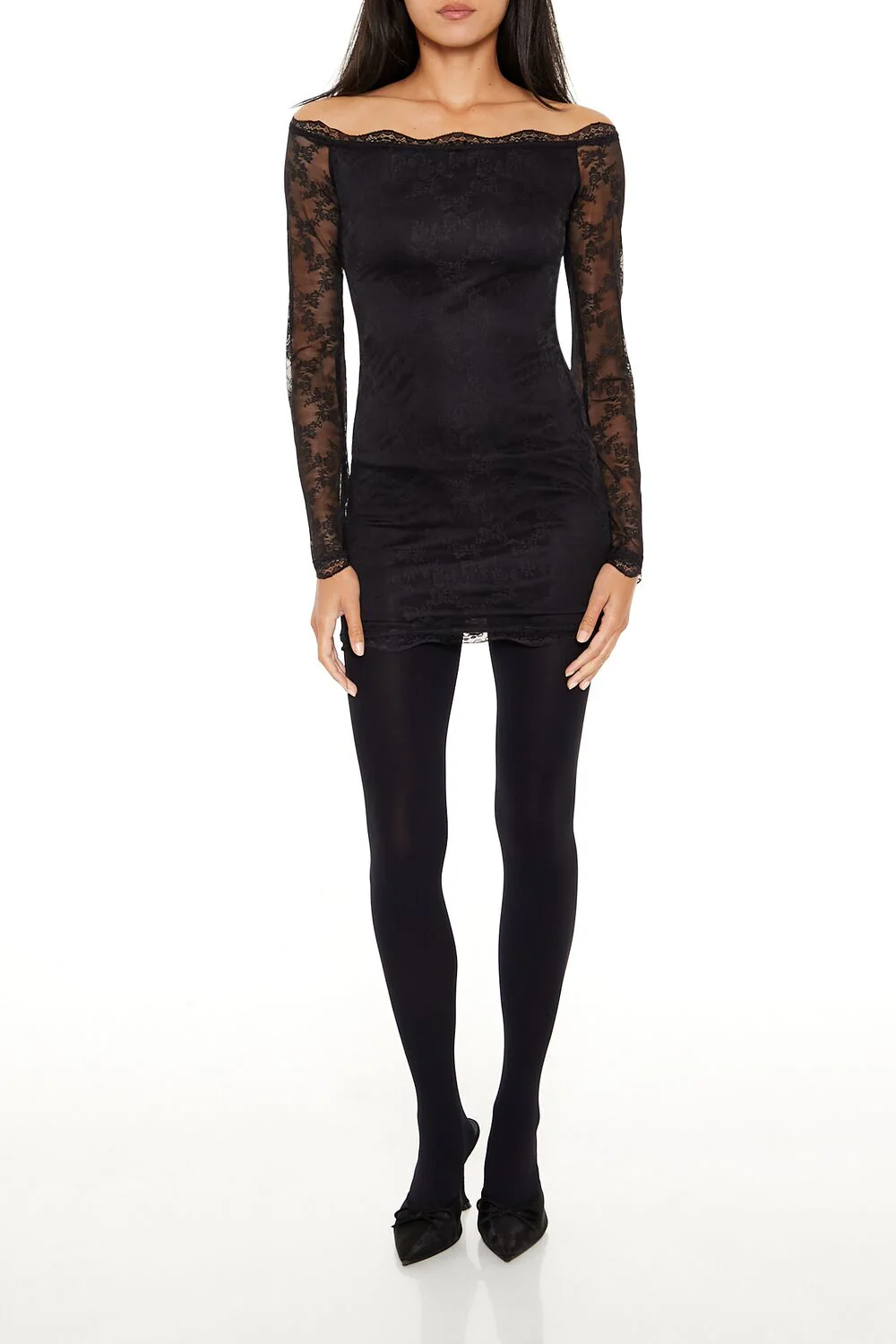Lace Off-the-Shoulder Mini Dress