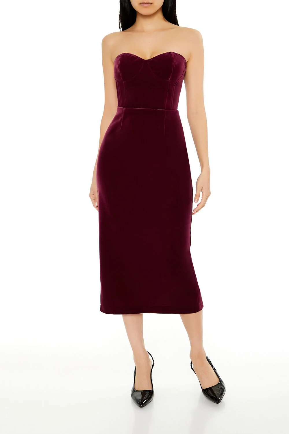 Velvet Sweetheart Midi Tube Dress