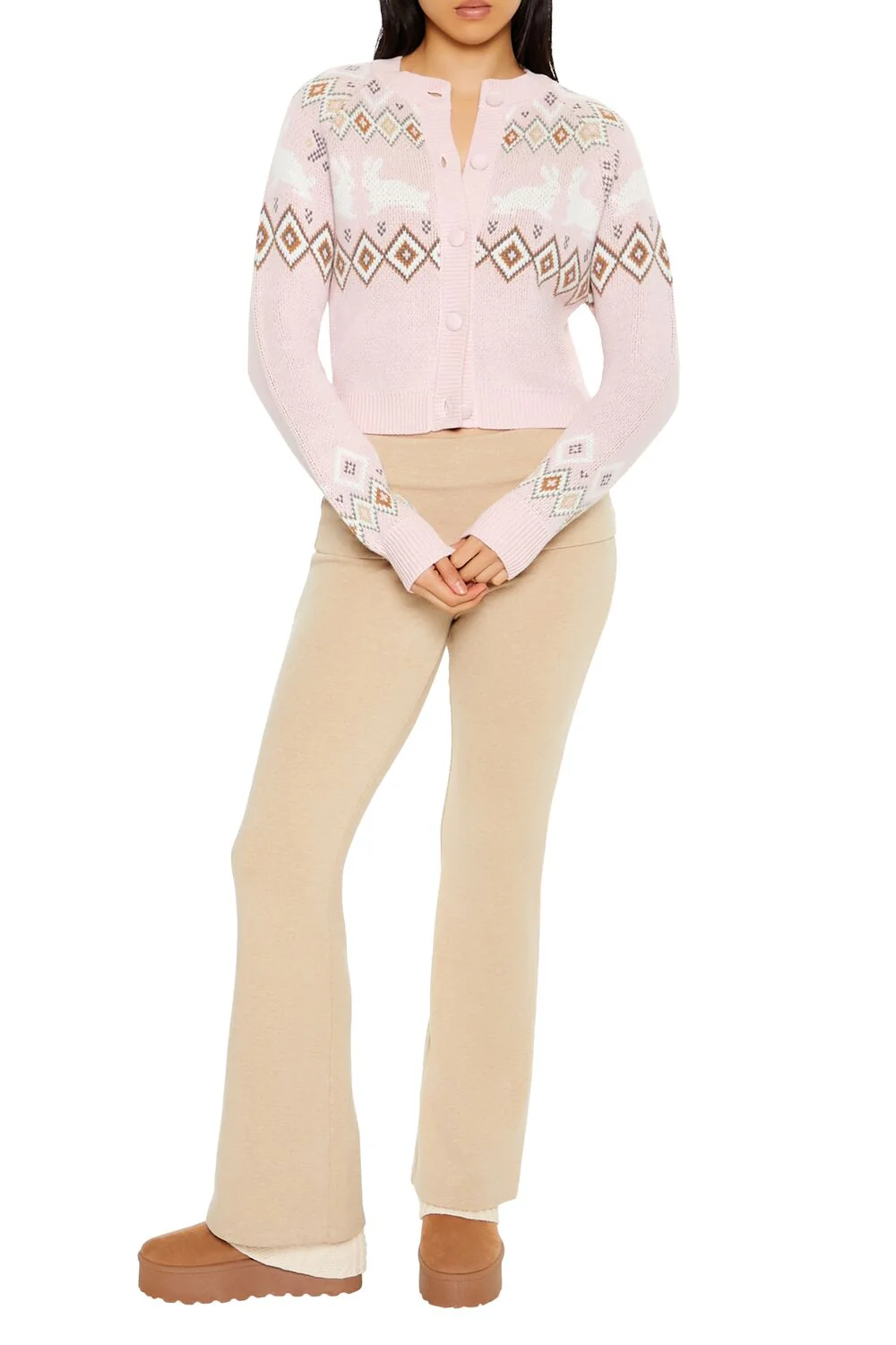 Fair Isle Bunny Cardigan Sweater - Image 2