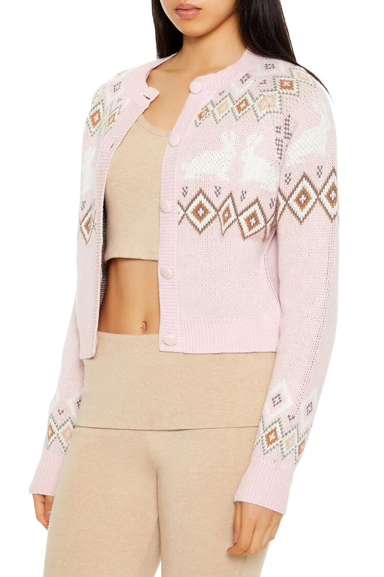 Fair Isle Bunny Cardigan Sweater - Image 4
