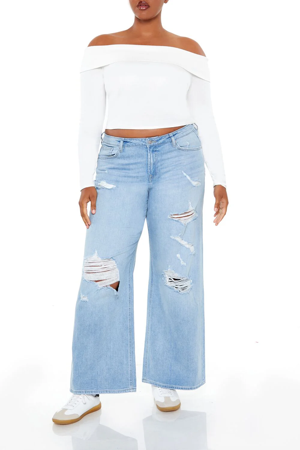Plus Size Destroyed Baggy Jeans