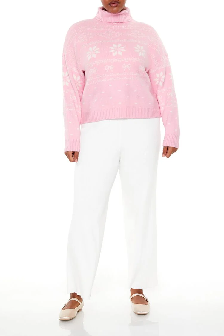 Plus Size Turtleneck Fair Isle Sweater - Image 2