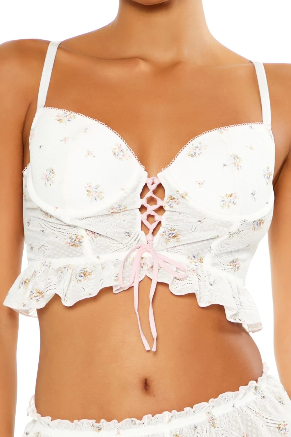 Floral Lace-Up Lingerie Corset Cami - Image 3