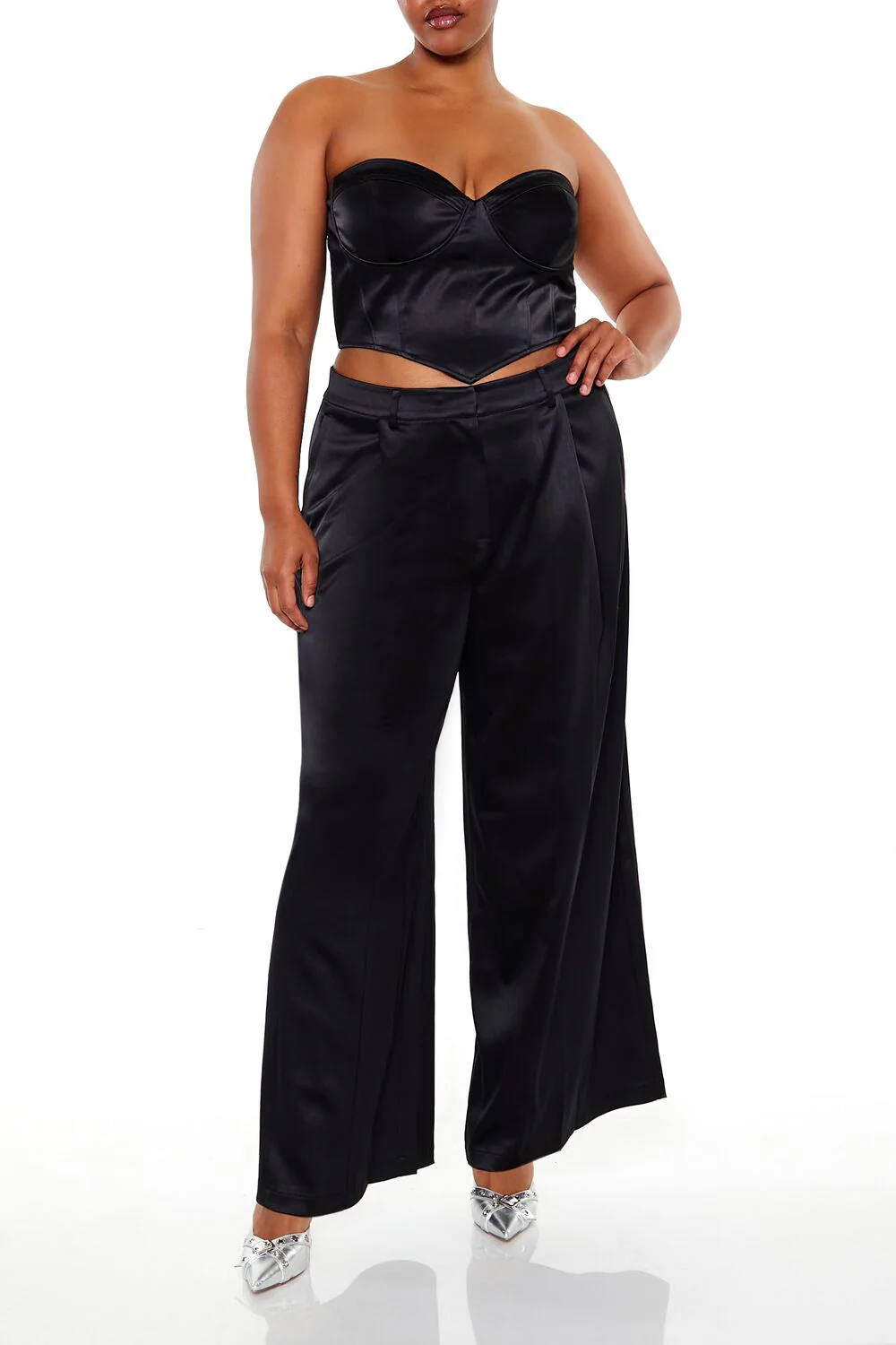 Plus Size Satin Trouser Pants