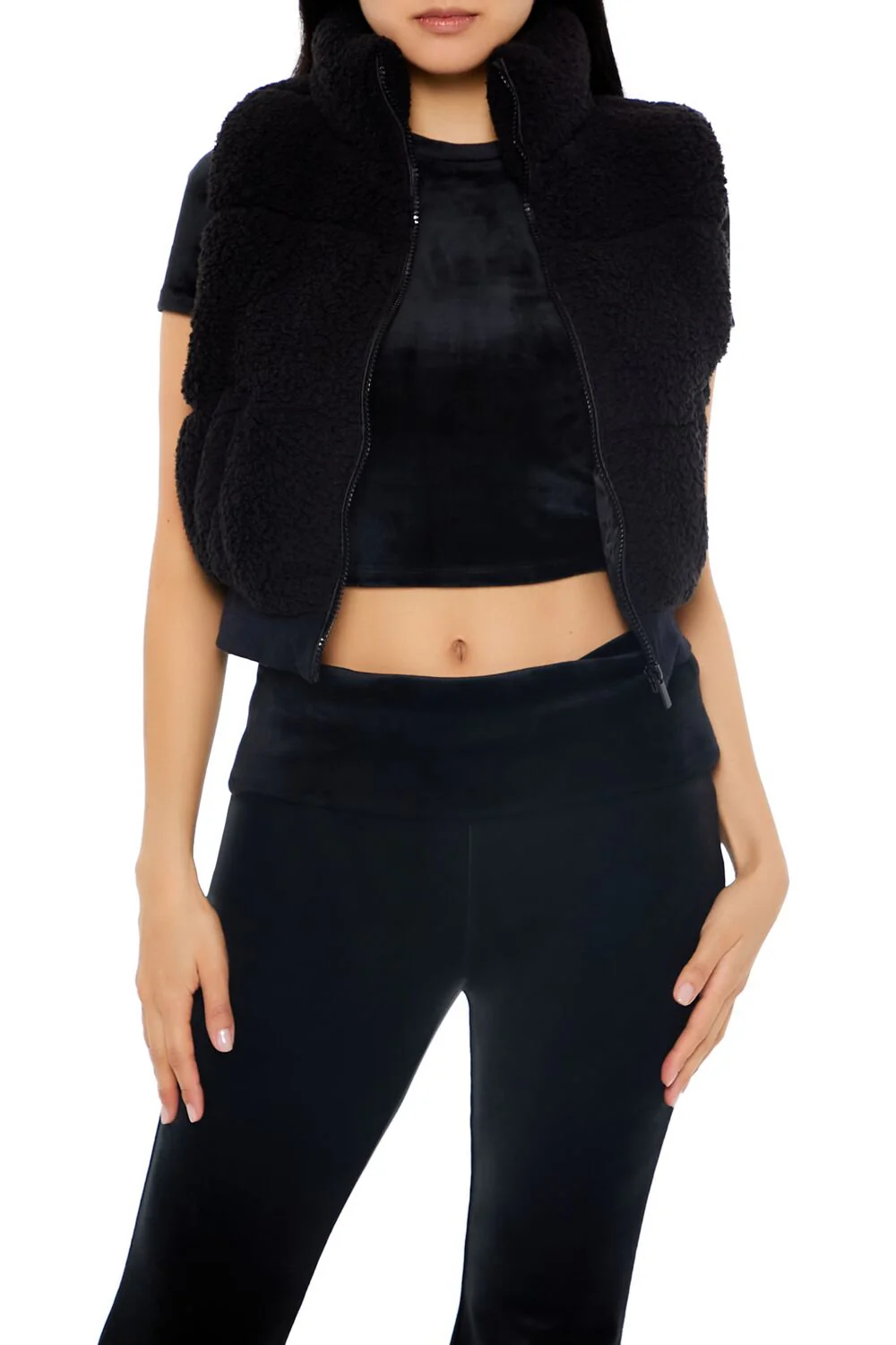 Faux Shearling Zip-Up Vest
