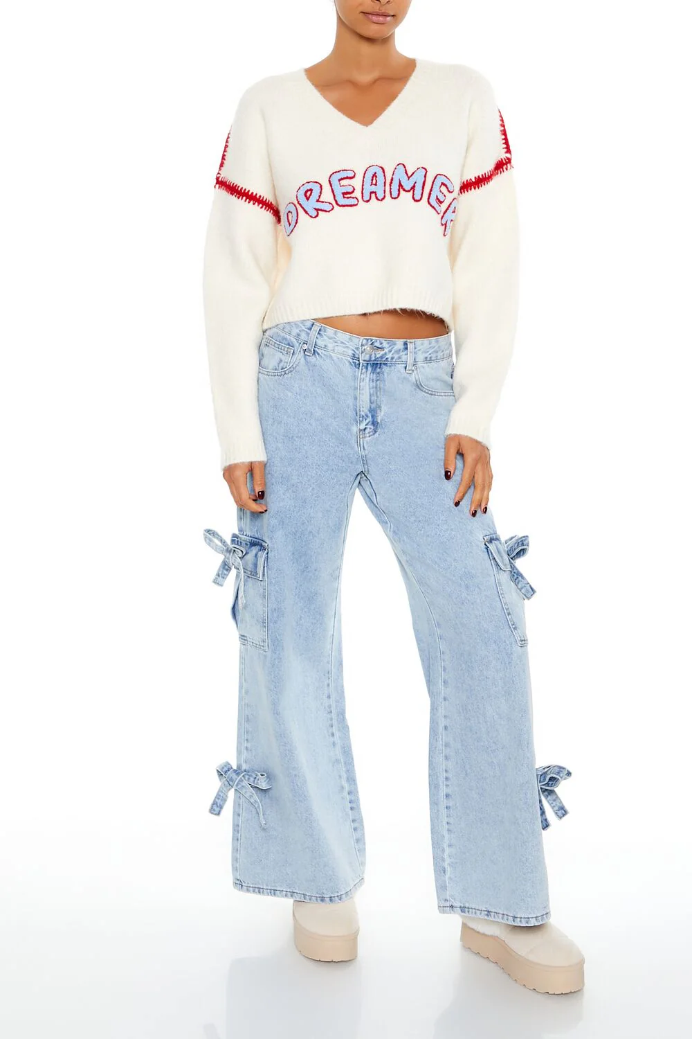 Dreamer Patch Fuzzy Knit Sweater - Image 2
