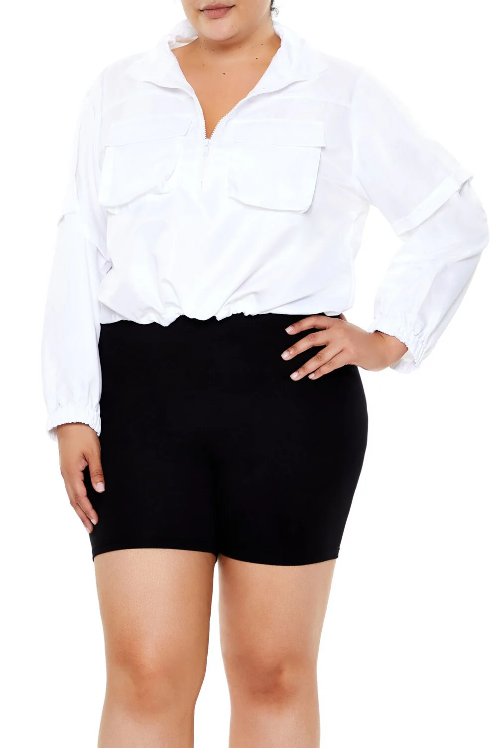Plus Size Cropped Anorak Jacket