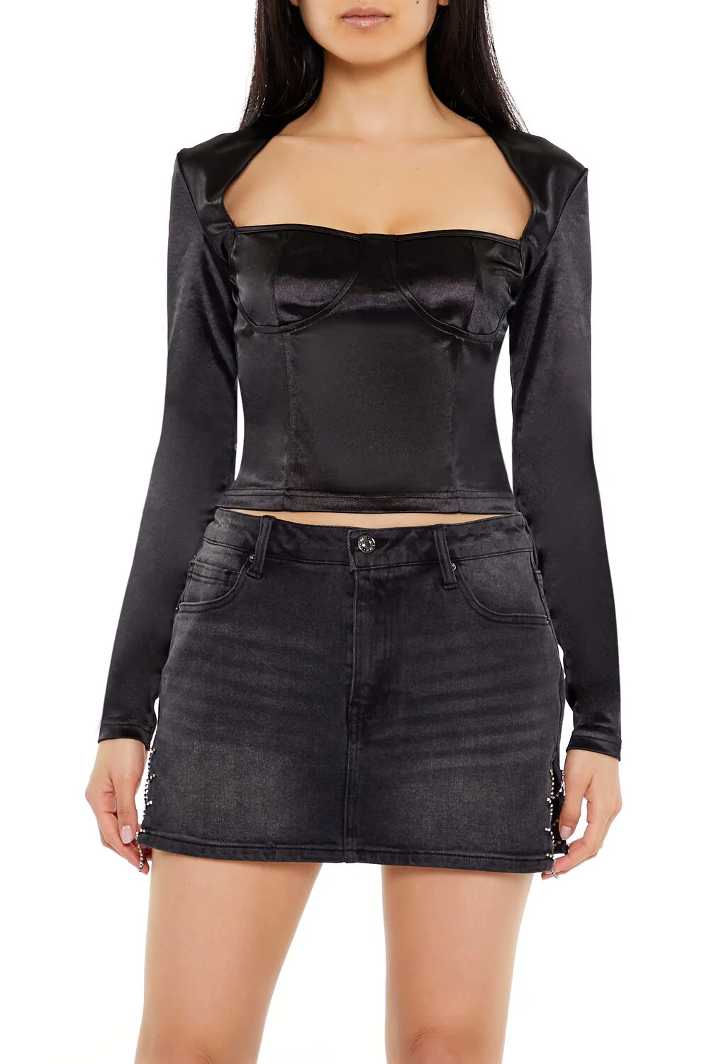Square-Neck Bustier Crop Top