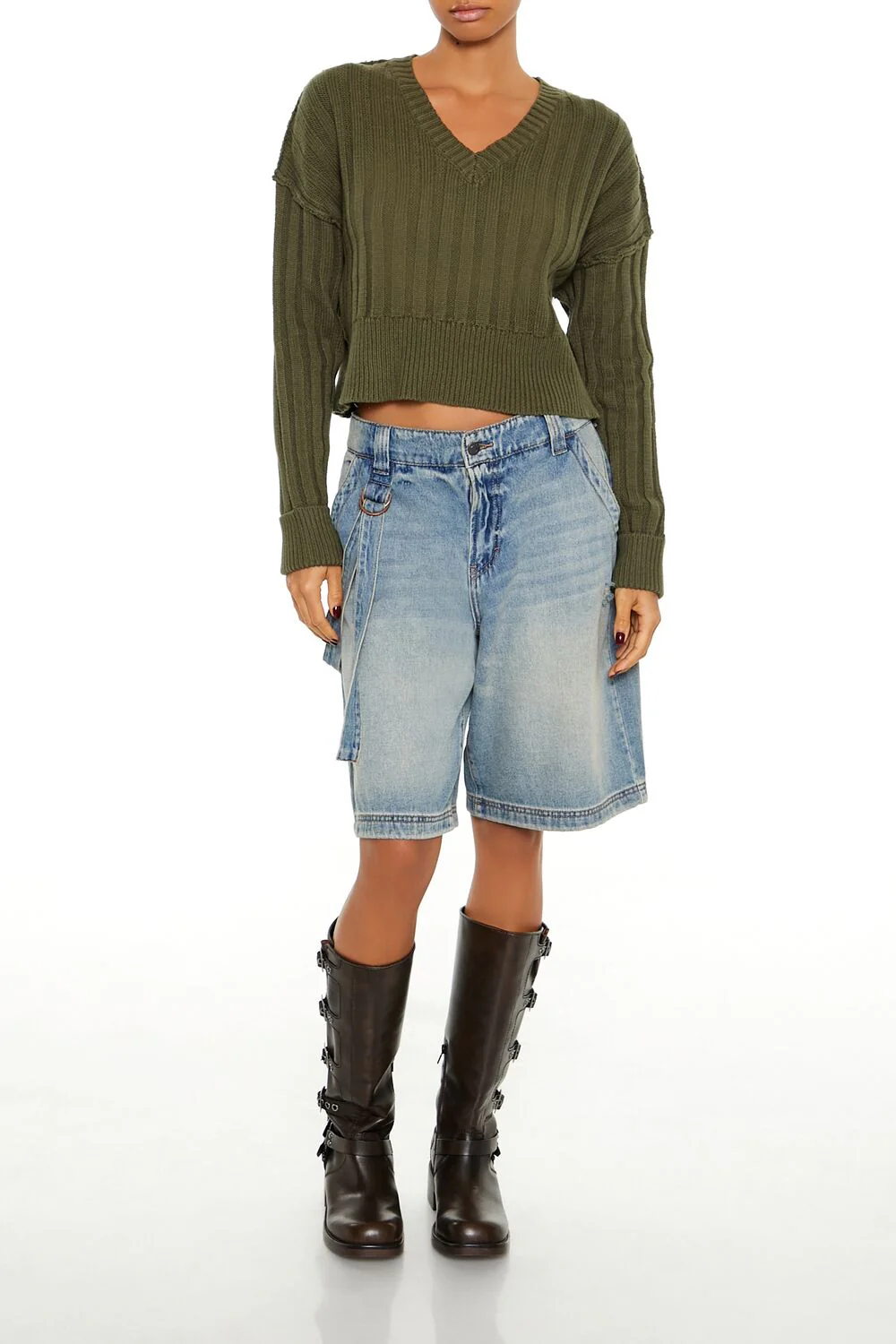 Chunky Knit Cropped Sweater - Image 2