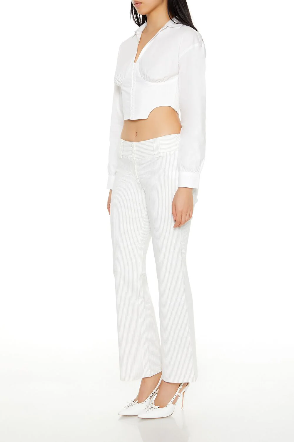 Pinstriped Low-Rise Trouser Pants - Image 3