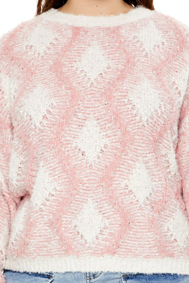 Plus Size Marled Diamond Knit Sweater - Image 3