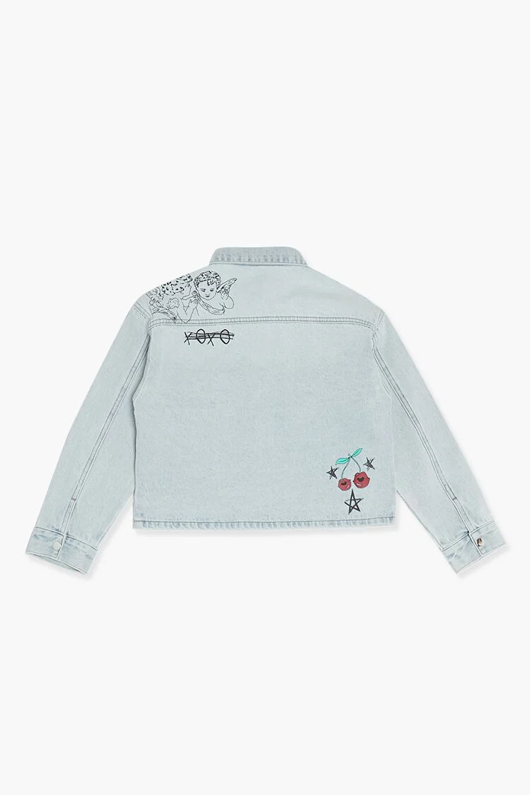 Girls Cupid Patch Denim Jacket (Kids) - Image 2