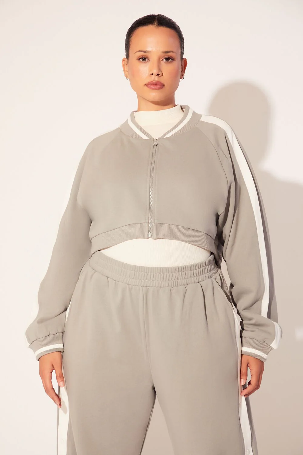 Plus Size Active Striped Jacket
