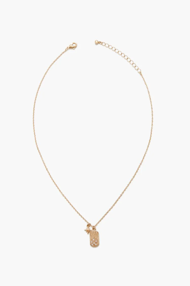 Star & Dog Tag Charm Necklace
