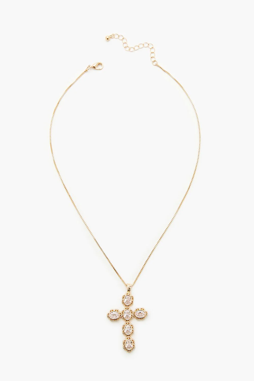 Faux Gem Cross Pendant Necklace